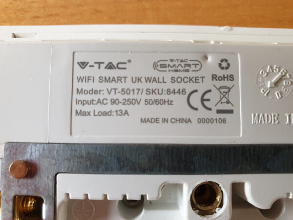 V-Tac VT-5017: label on backside