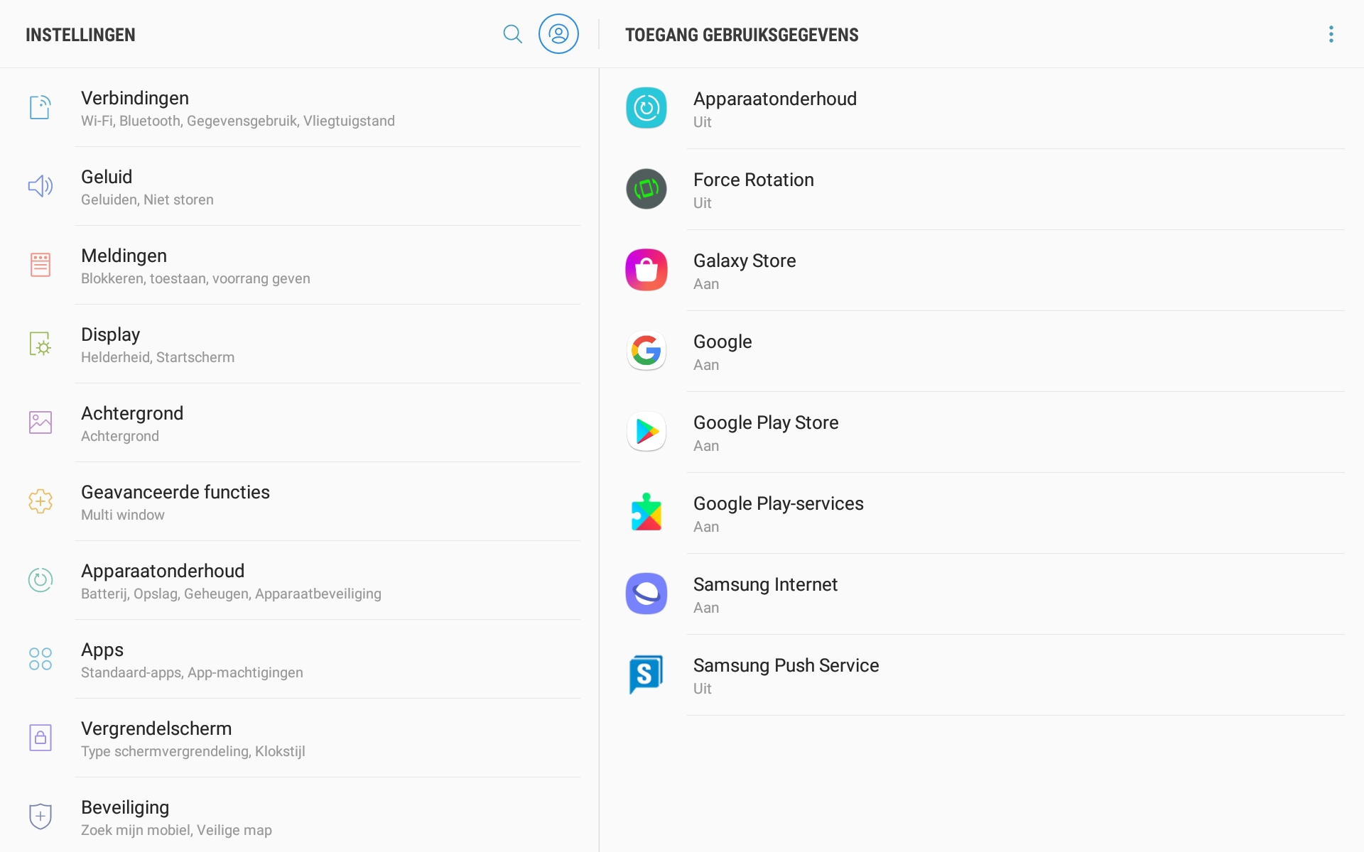 Android - Settings - Usage access - Overview