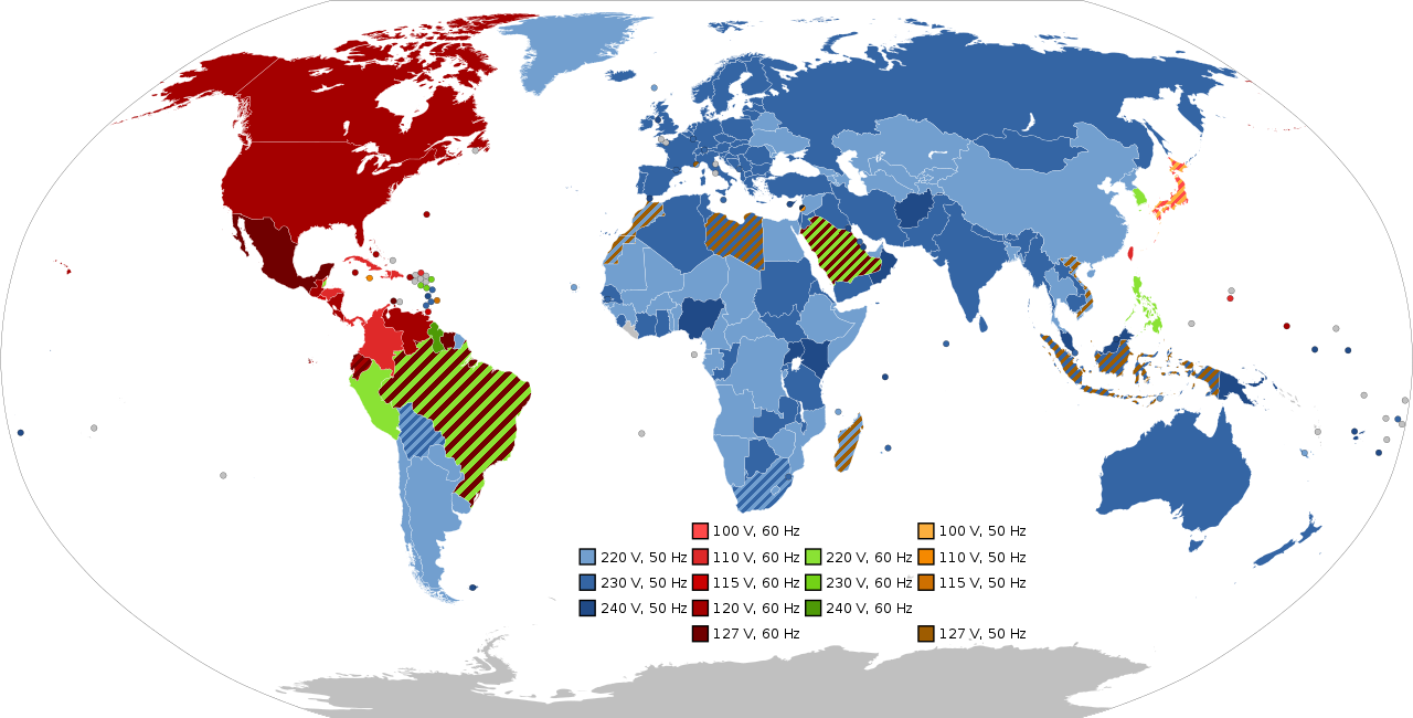 Nominal frequency and voltage by country