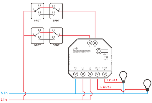 Sonoff DUALR3: wiring diagram