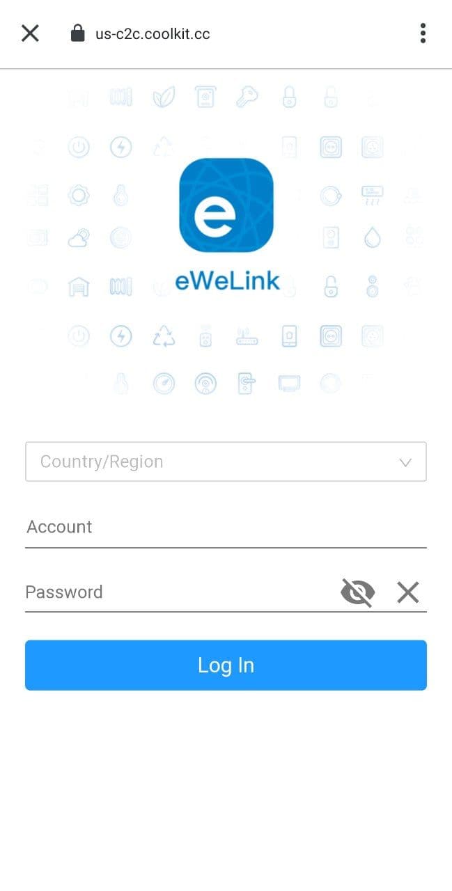 SmartThings linking - Step 5: login to your eWeLink account