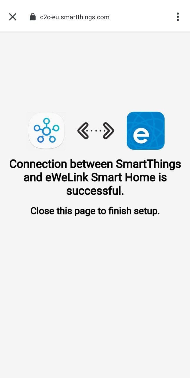 SmartThings linking - Step 6: close the linking confirmation