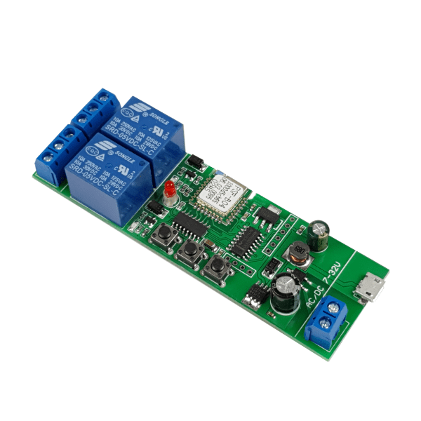SmartWise 5V-32V 2-gang smart relay switch: top, right