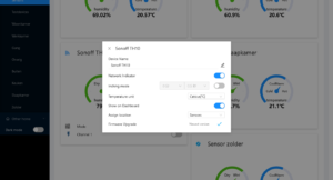 eWeLink Web improvements: Device settings for Sonoff TH10