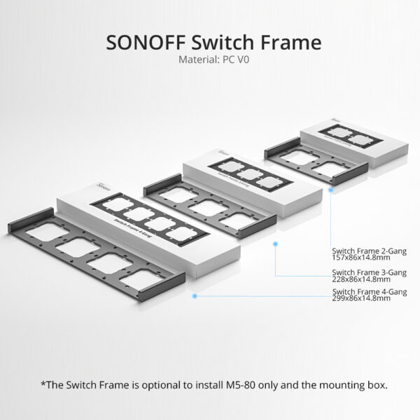 Sonoff M5 Wall switch frame: dimensions of all variants