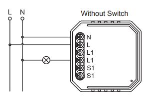 SmartWise 1-gang Zigbee switch 230V L+N: wiring scheme - without switch