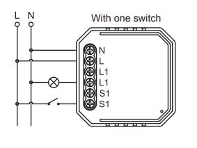 SmartWise 1-gang Zigbee switch 230V L+N: wiring scheme - 1 switch